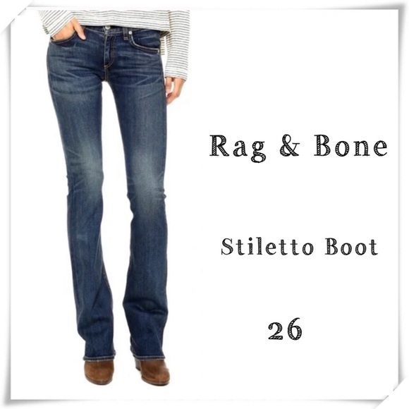 Rag and Bone Stiletto Boot Jeans in Kensington wash Dark Washed Size 26 - Picture 1 of 9